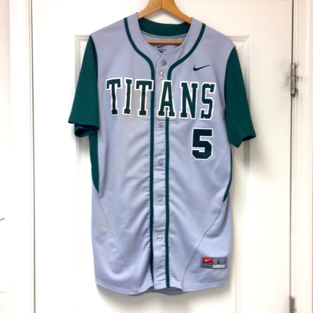 Titans NIKE baseball jersey shirt button up embroidered letters and number 5 GUC